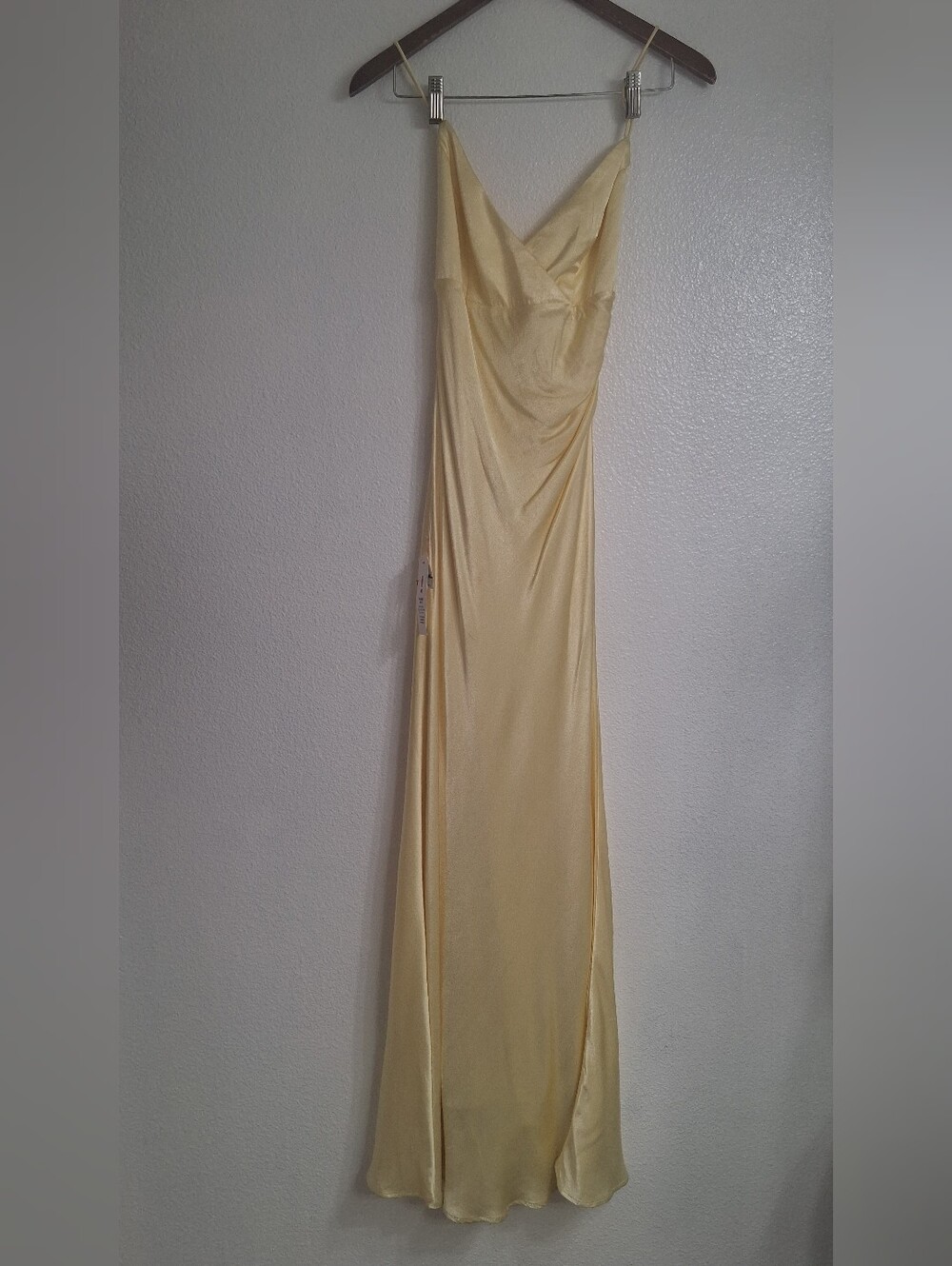 Bardot Pale Yellow Satin Maxi Slip Dress